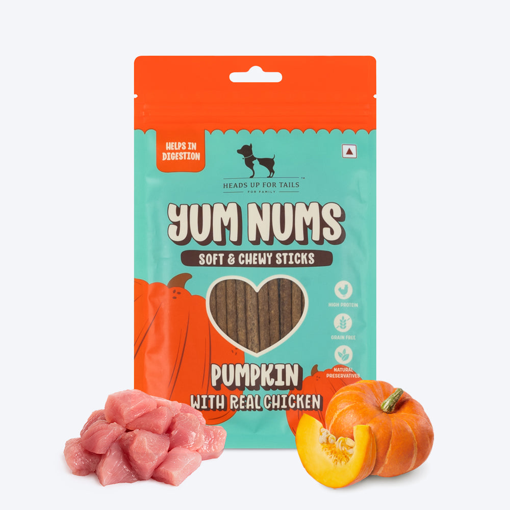 HUFT Yum Nums Soft & Chewy Sticks Pumpkin with Real Chicken Treat For Dogs - 75g - Heads Up For Tails