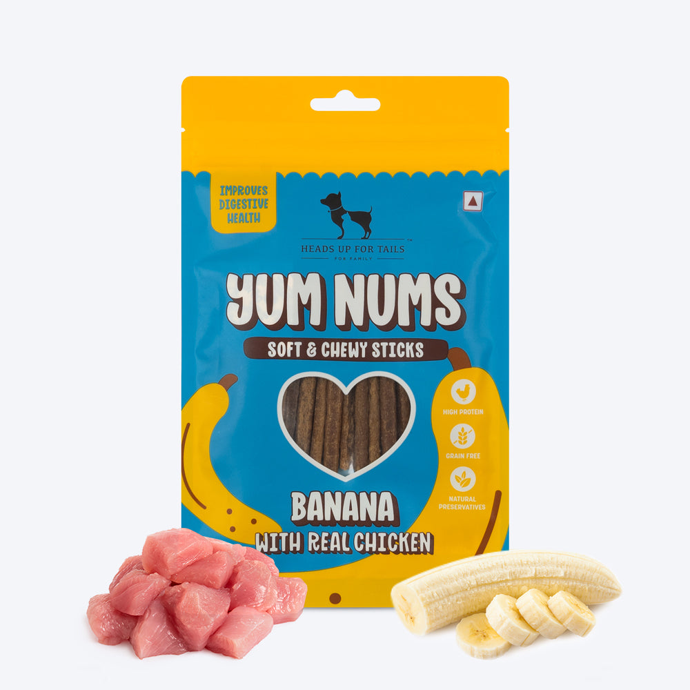 HUFT Yum Nums Soft & Chewy Sticks Banana with Real Chicken Treat For Dogs - 75g - Heads Up For Tails