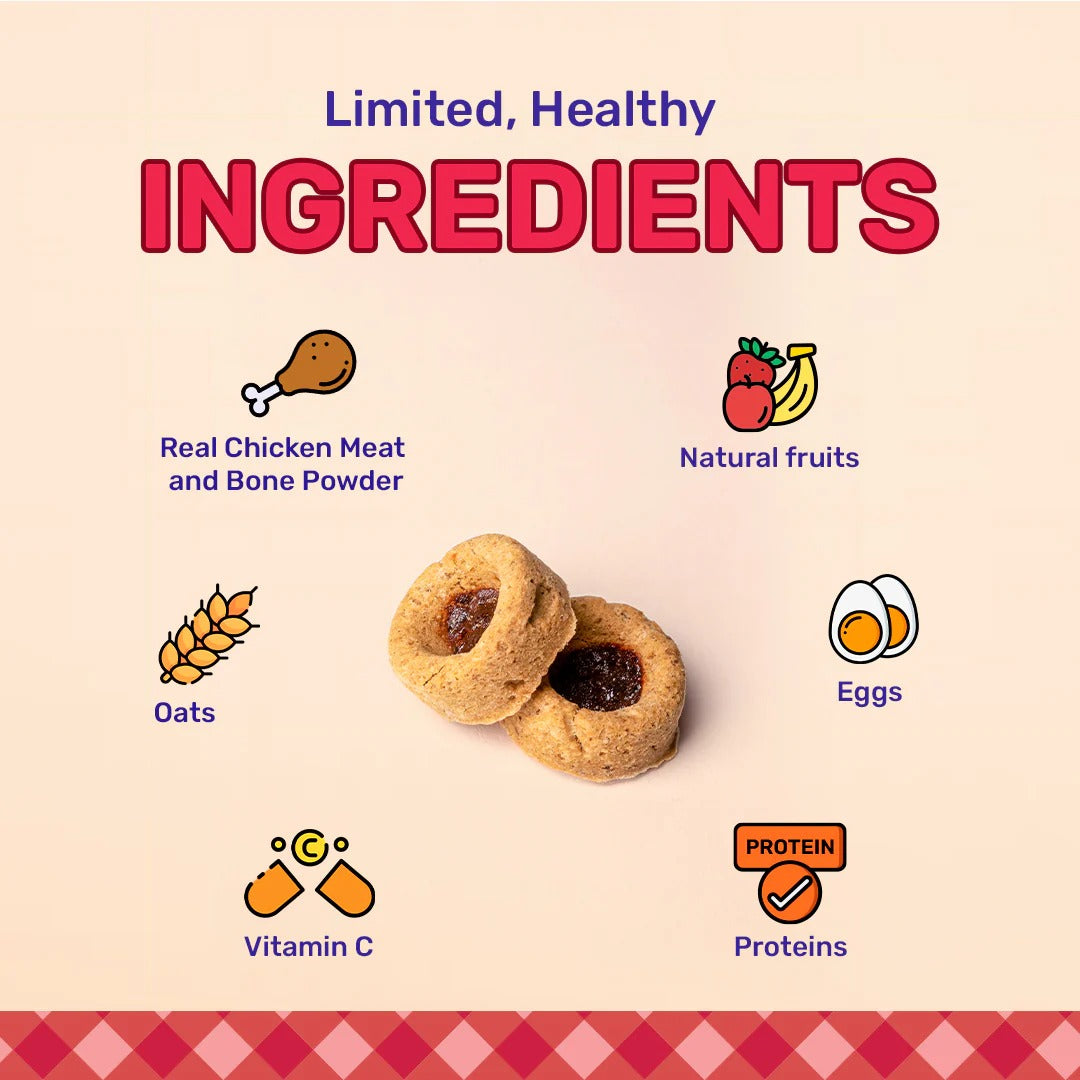 HUFT Jammies - Chicken Filled With Mixed Fruit Jam Dog Treats - 100 g