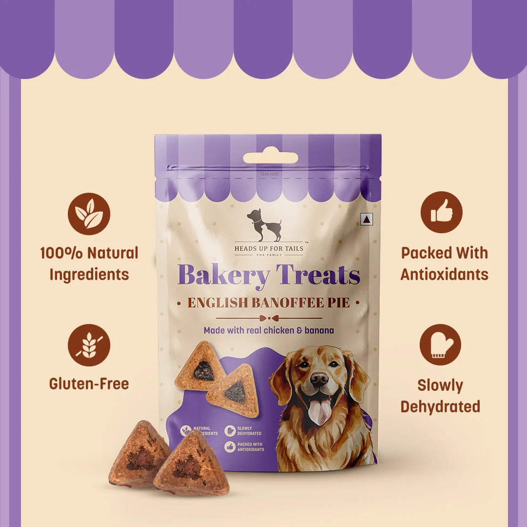 HUFT Dessert English Banoffee Pie Made With Real Chicken & Banana Treat For Dog - 100 gm