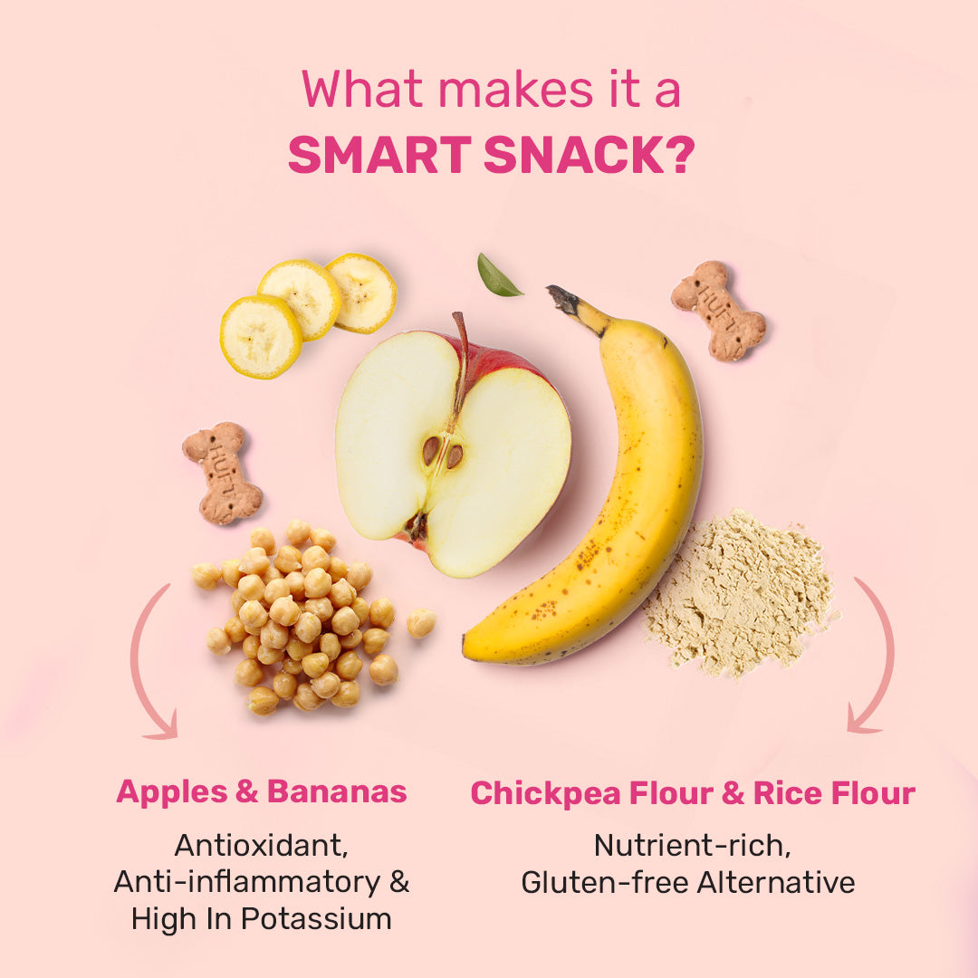 HUFT YIMT Apple & Banana Vegetarian Dog Biscuits - Gluten Free - Heads Up For Tails