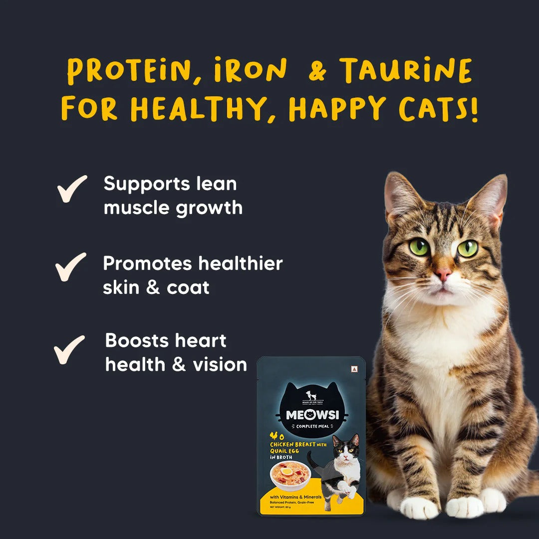 Meowsi by HUFT Chicken Breast With Quail Egg In Broth Cat Wet Food - 80 gm