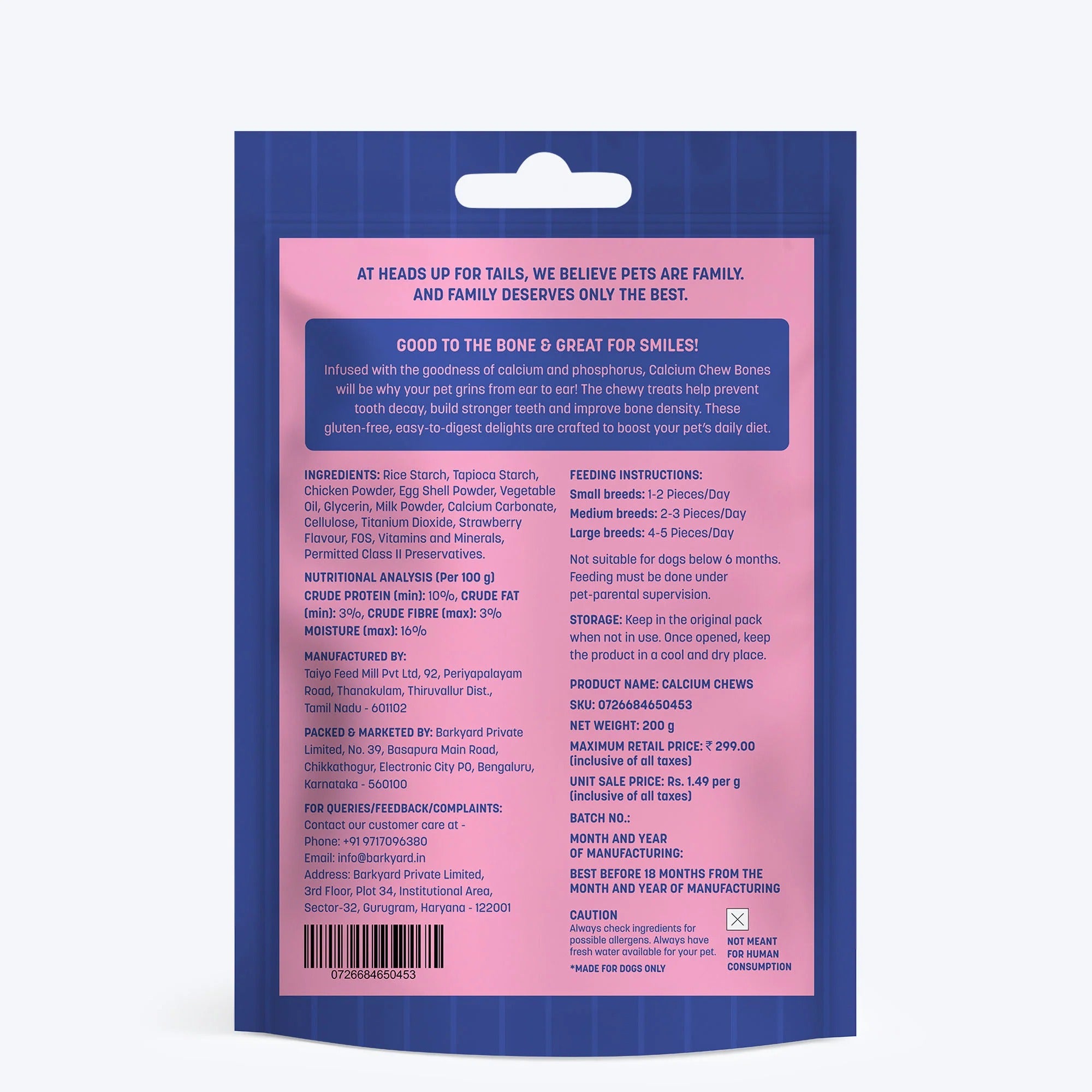 HUFT Calcium Chews Bite-Sized Bone Treats For Dog - Strawberry Flavour