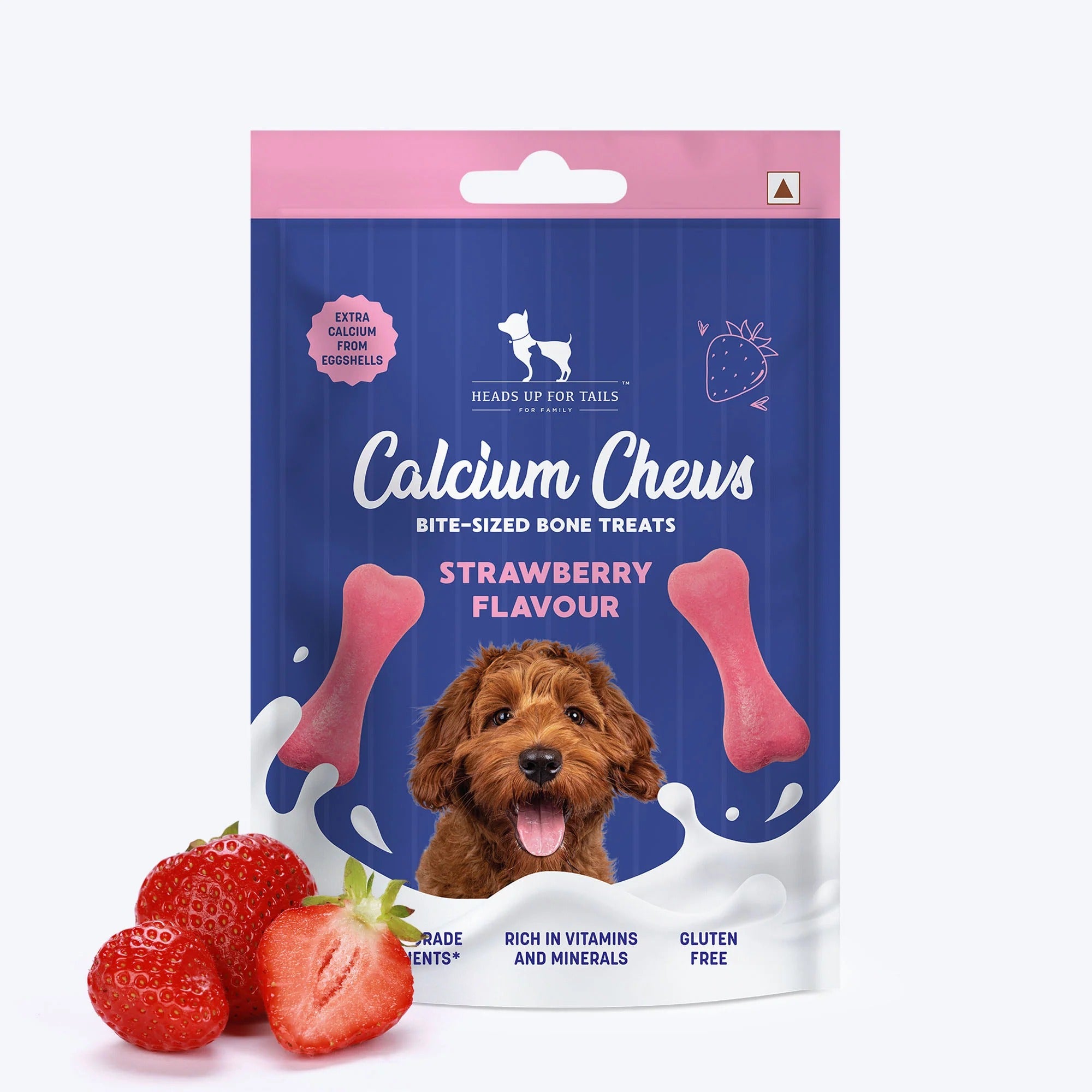 HUFT Calcium Chews Bite-Sized Bone Treats For Dog - Strawberry Flavour