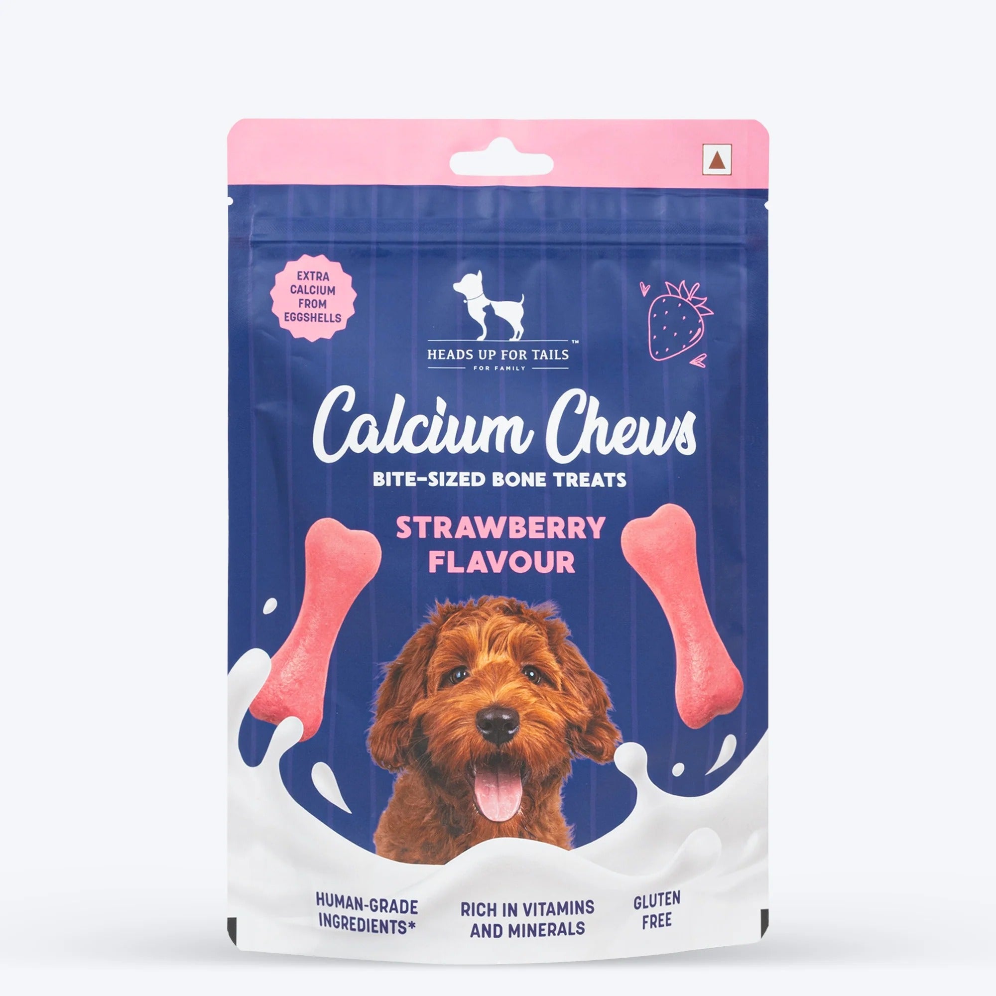 HUFT Calcium Chews Bite-Sized Bone Treats For Dog - Strawberry Flavour