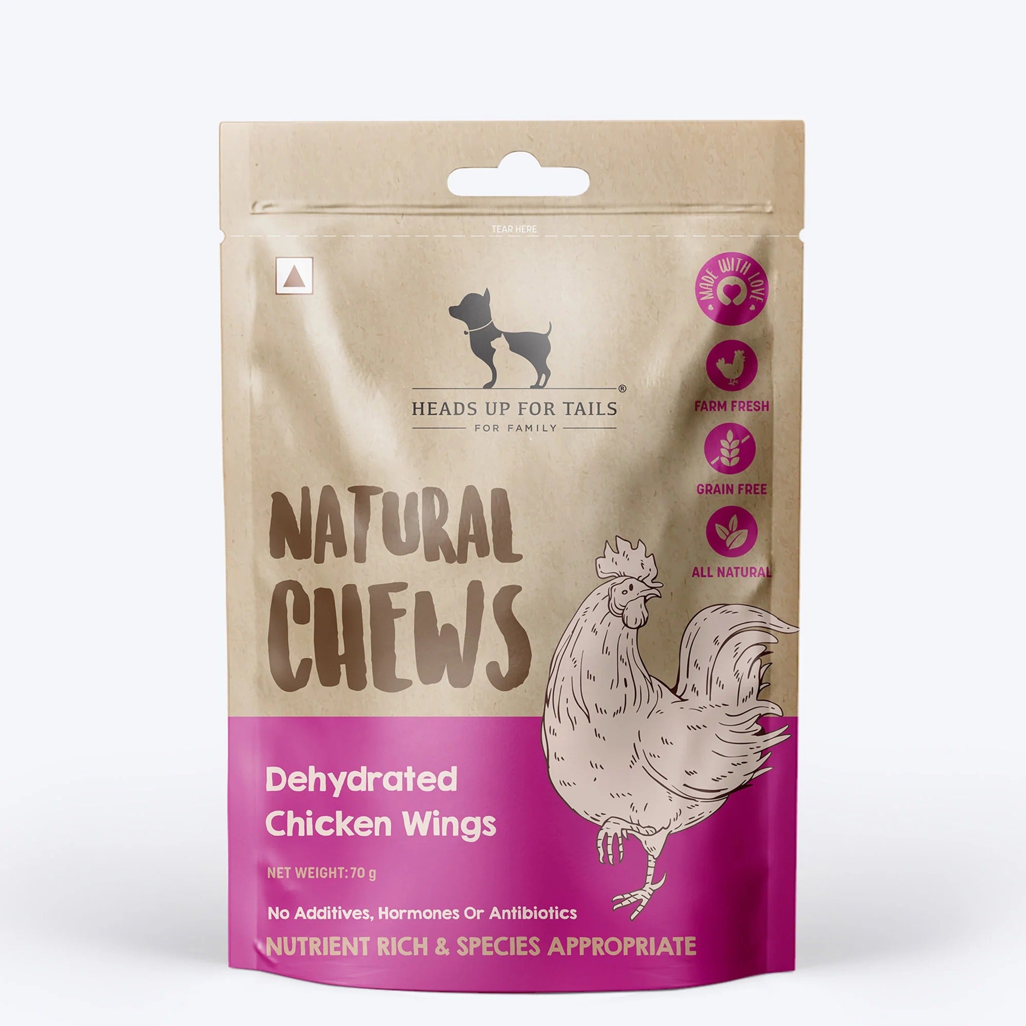 HUFT Natural Chews - Dehydrated Chicken Wings For Dog - 70g