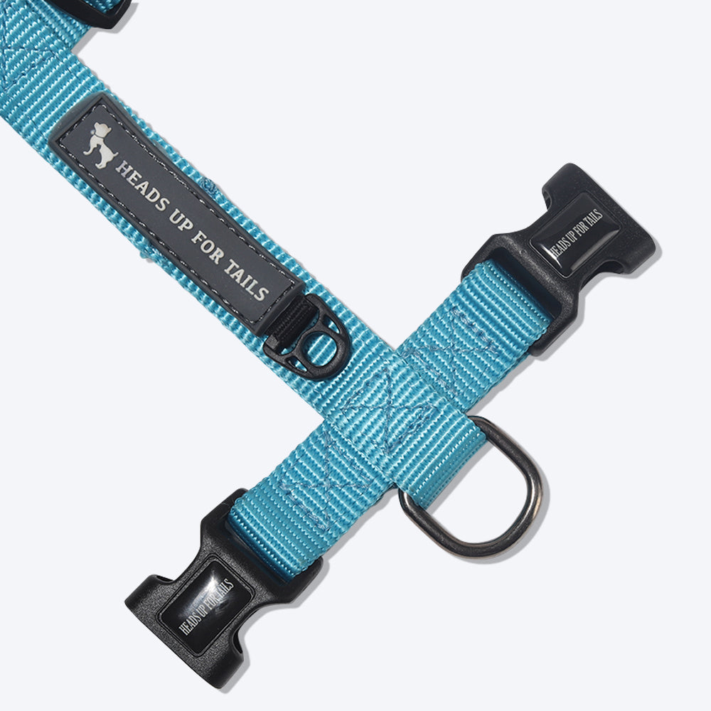 HUFT Essentials Nylon Dog H-Harness - Aqua Blue - Heads Up For Tails