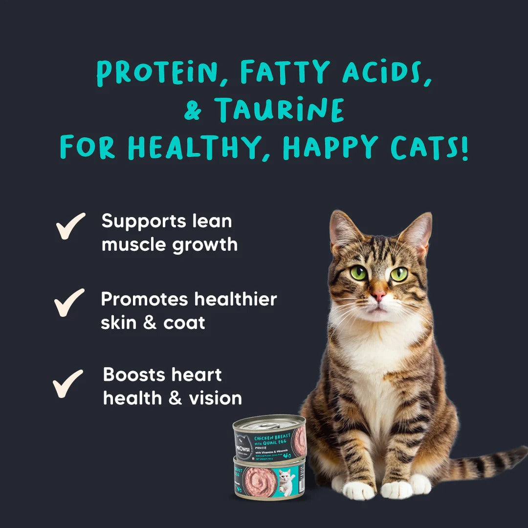 Meowsi by HUFT Chicken Breast With Quail Egg Mousse Canned Cat Wet Food-80 gm